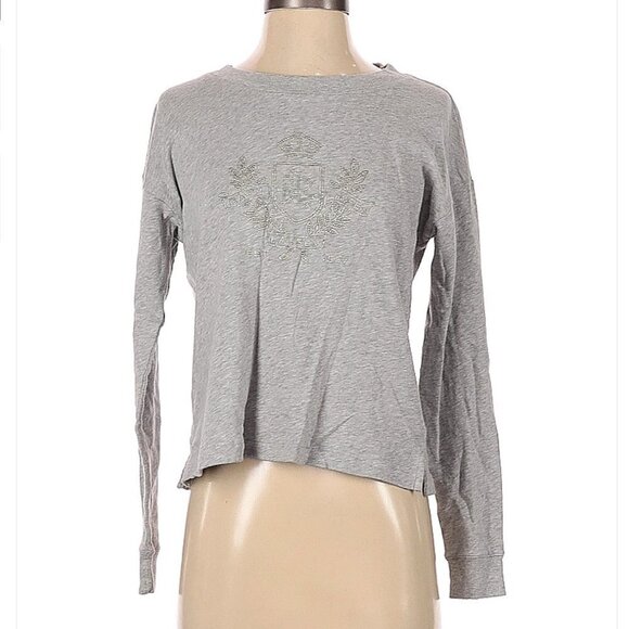 LAUREN by Ralph Lauren Gray Embellished Sweatshirt Size XS - Picture 1 of 3